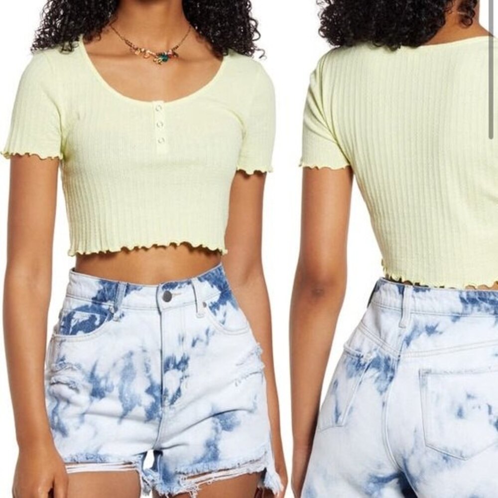 BP. Pointelle Rin Cropped Henley XL